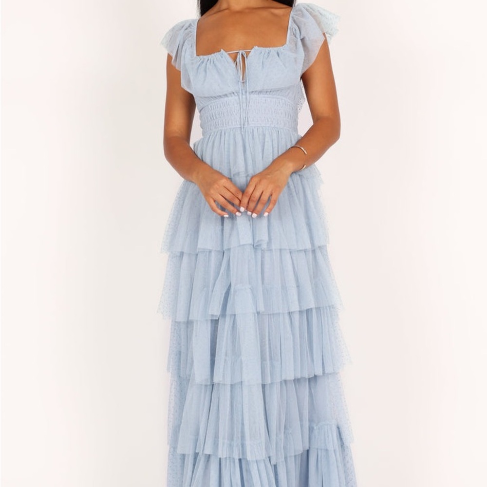 Petal & Pup Dusty Blue Tiered Maxi Dress